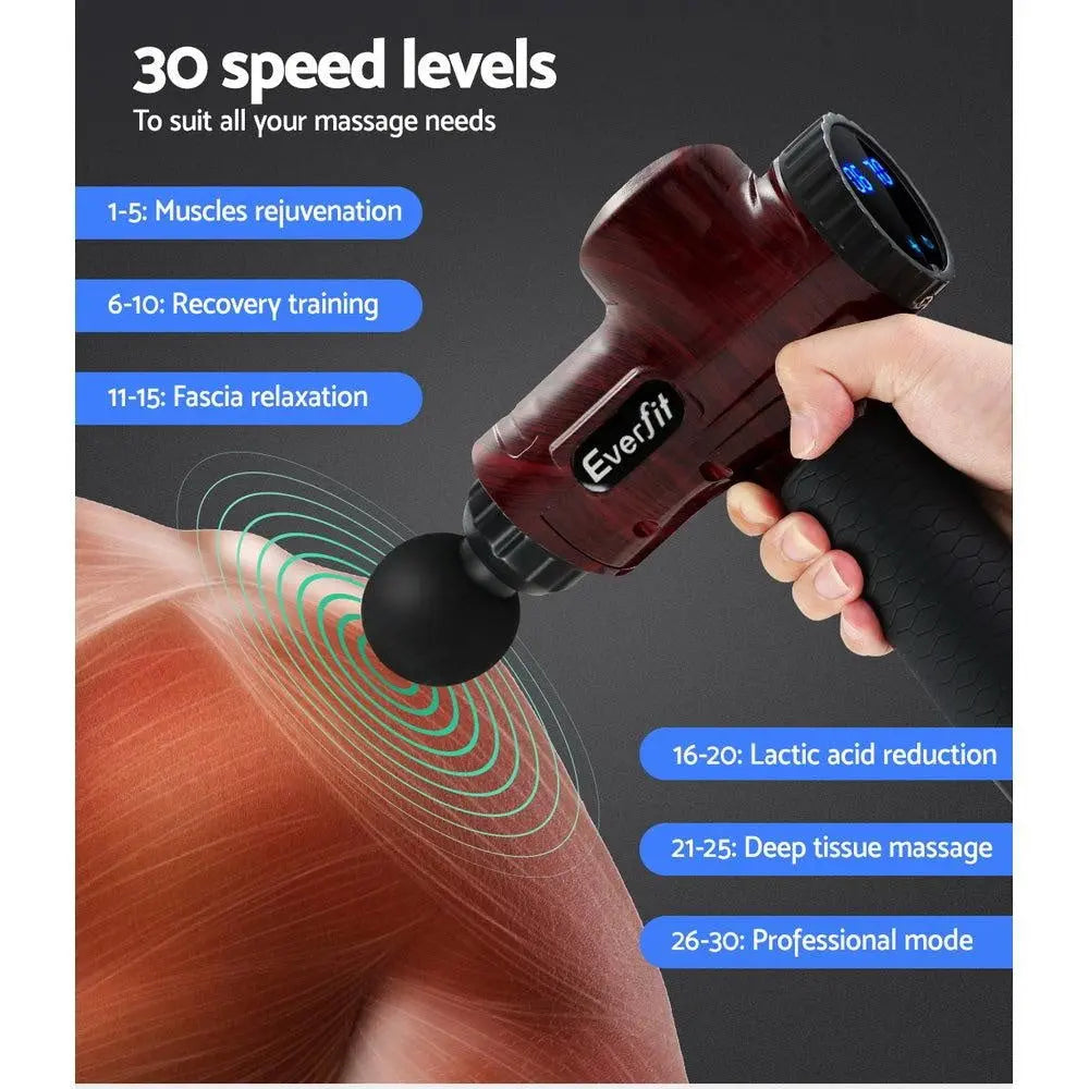Everfit Massage Gun 6 Heads Electric Massager Vibration Percussion LCD Therapy Deals499