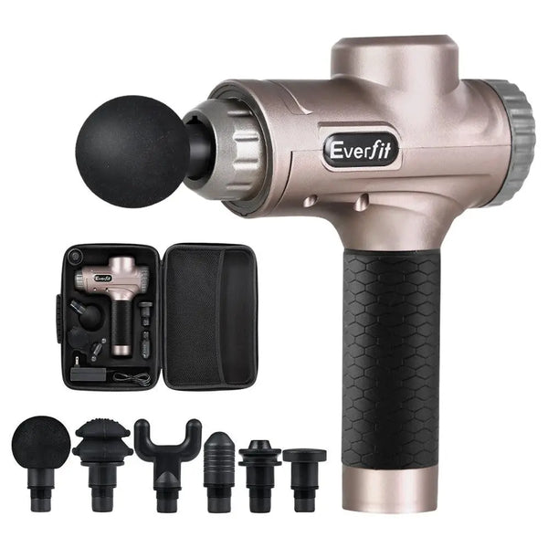 Everfit Massage Gun 6 Heads Electric Massager Vibration Therapy Percussion LCD Deals499
