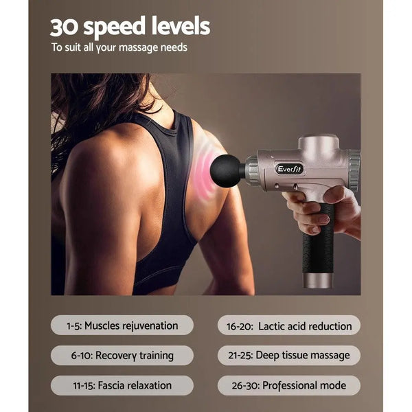 Everfit Massage Gun 6 Heads Electric Massager Vibration Therapy Percussion LCD Deals499