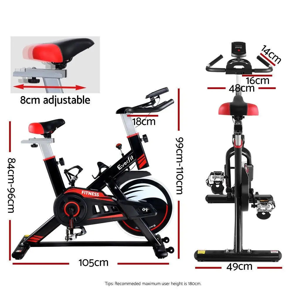 Everfit Spin Exercise Bike Fitness Commercial Home Workout Gym Equipment Black Deals499