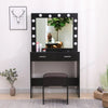 Fidel Vanity Set with Cushioned Stool and Lighted Mirror- Black Deals499