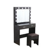Fidel Vanity Set with Cushioned Stool and Lighted Mirror- Black Deals499