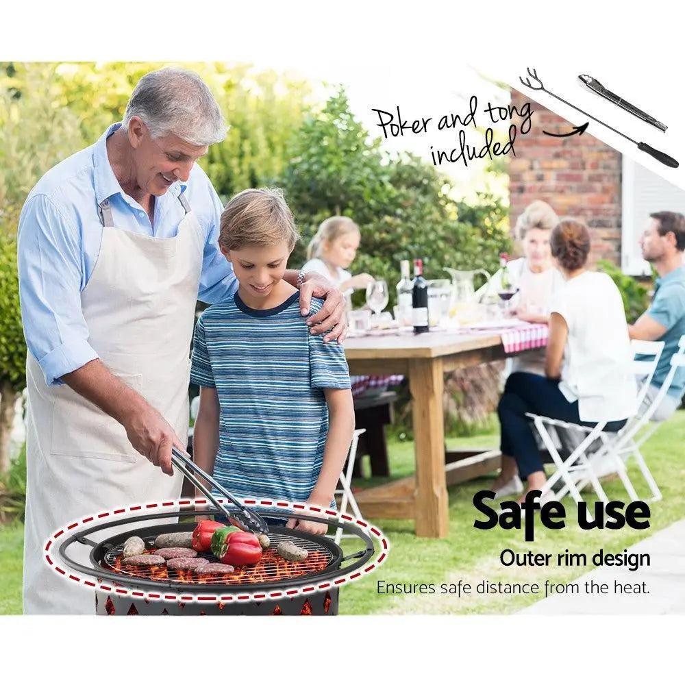 Fire Pit BBQ Charcoal Grill Ring Portable Outdoor Kitchen Fireplace 32" Deals499