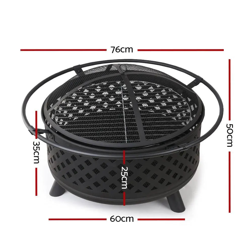 Fire Pit BBQ Grill Smoker Portable Outdoor Fireplace Patio Heater Pits 30