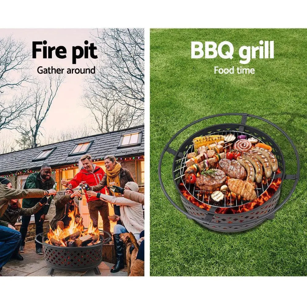 Fire Pit BBQ Grill Smoker Portable Outdoor Fireplace Patio Heater Pits 30