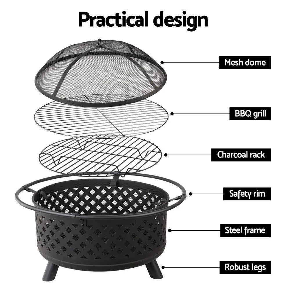 Fire Pit BBQ Grill Smoker Portable Outdoor Fireplace Patio Heater Pits 30" Deals499