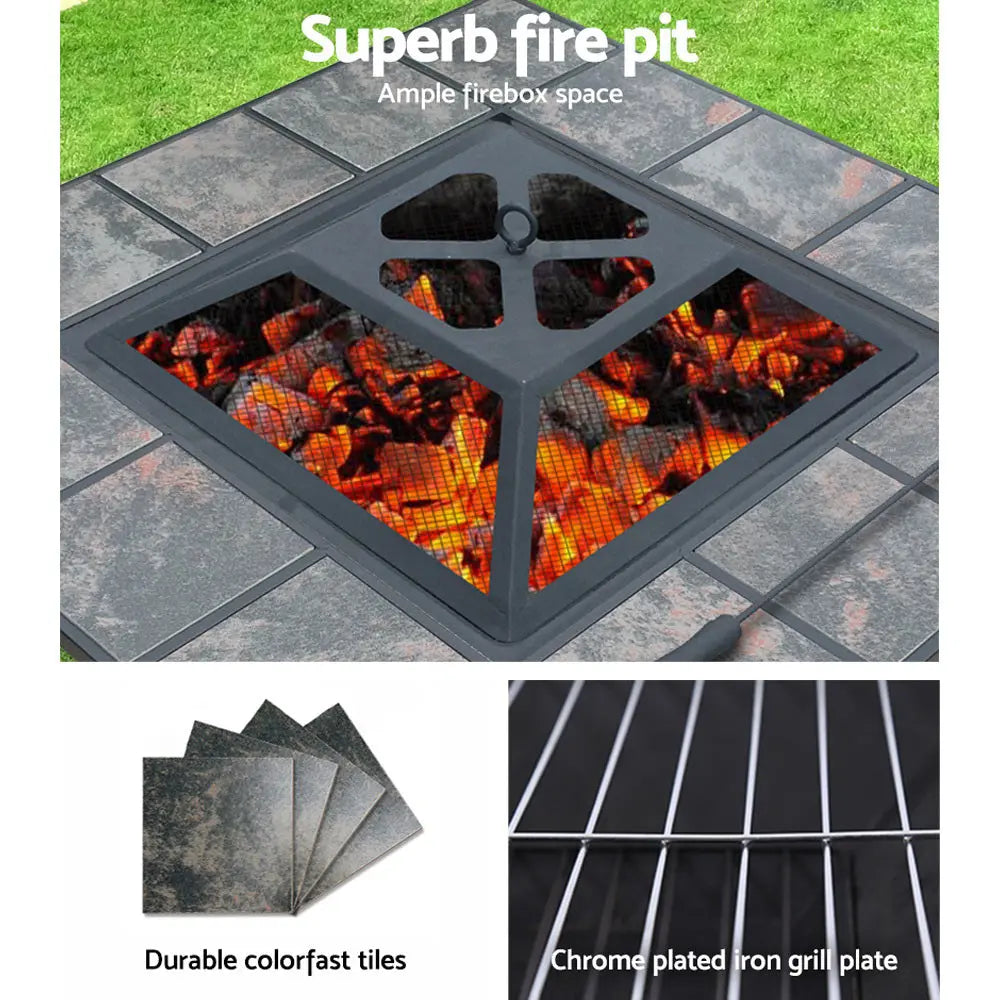 Fire Pit BBQ Grill Smoker Table Outdoor Garden Ice Pits Wood Firepit from Deals499 at Deals499
