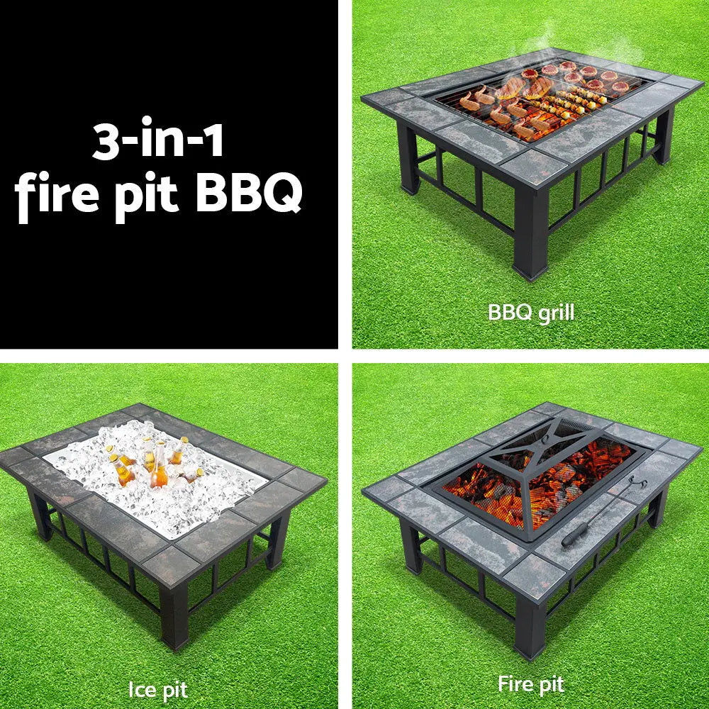 Fire Pit BBQ Grill Stove Table Ice Pits Patio Fireplace Heater 3 IN 1 from Deals499 at Deals499
