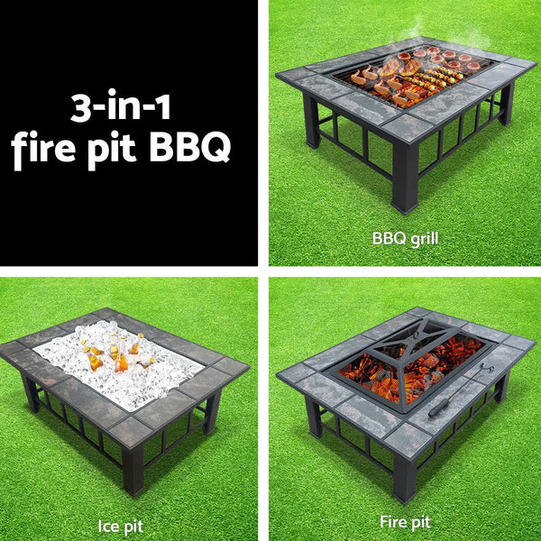 Fire Pit BBQ Grill Stove Table Ice Pits Patio Fireplace Heater 3 IN 1 from Deals499 at Deals499