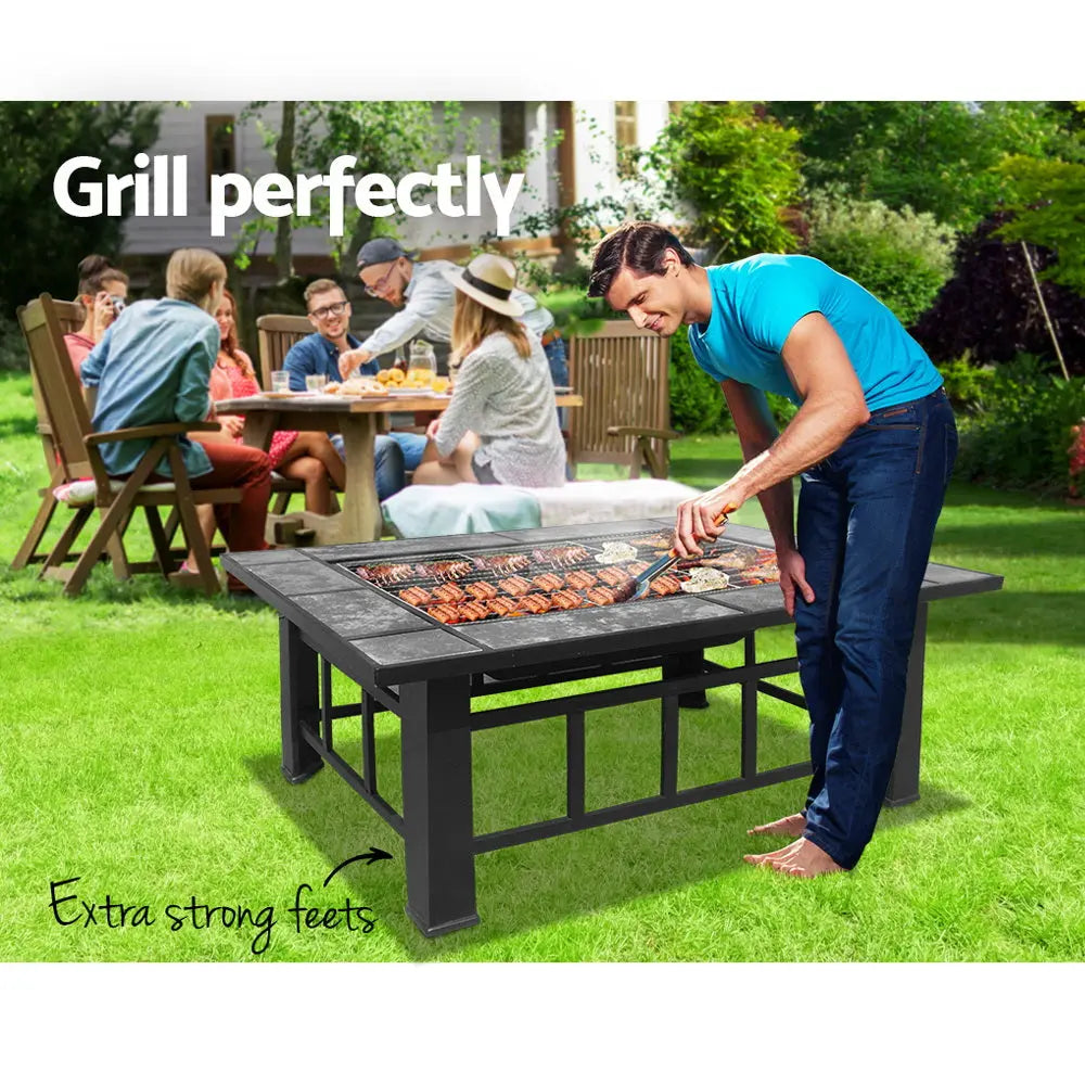 Fire Pit BBQ Grill Stove Table Ice Pits Patio Fireplace Heater 3 IN 1 from Deals499 at Deals499