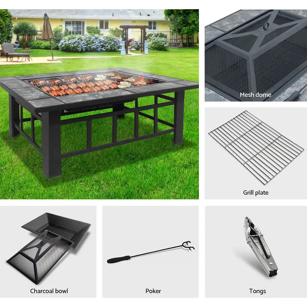 Fire Pit BBQ Grill Table Outdoor Garden Patio Camping Wood Charcoal Fireplace from Deals499 at Deals499