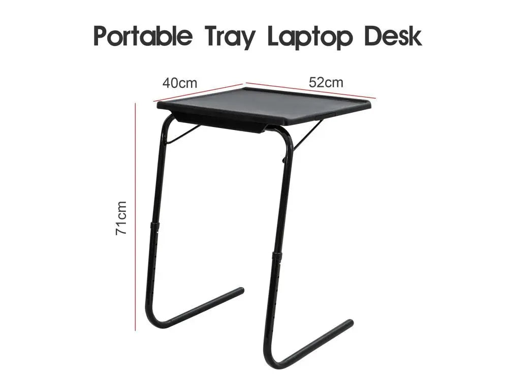 Foldable Table Adjustable Tray Laptop Desk with Removable Cup Holder-Black Deals499
