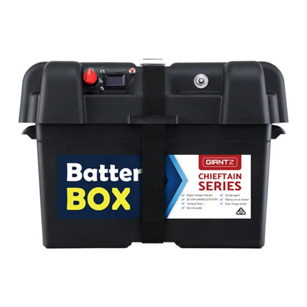 GIANTZ Battery Box 12V Camping Portable Deep Cycle AGM Universal Large USB Cig Deals499