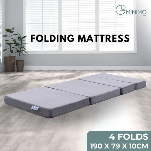 GOMINIMO 4 Fold Memory Foam Folding Mattress Dark Grey Velvet GO-FM-104-EON from Deals499 at Deals499