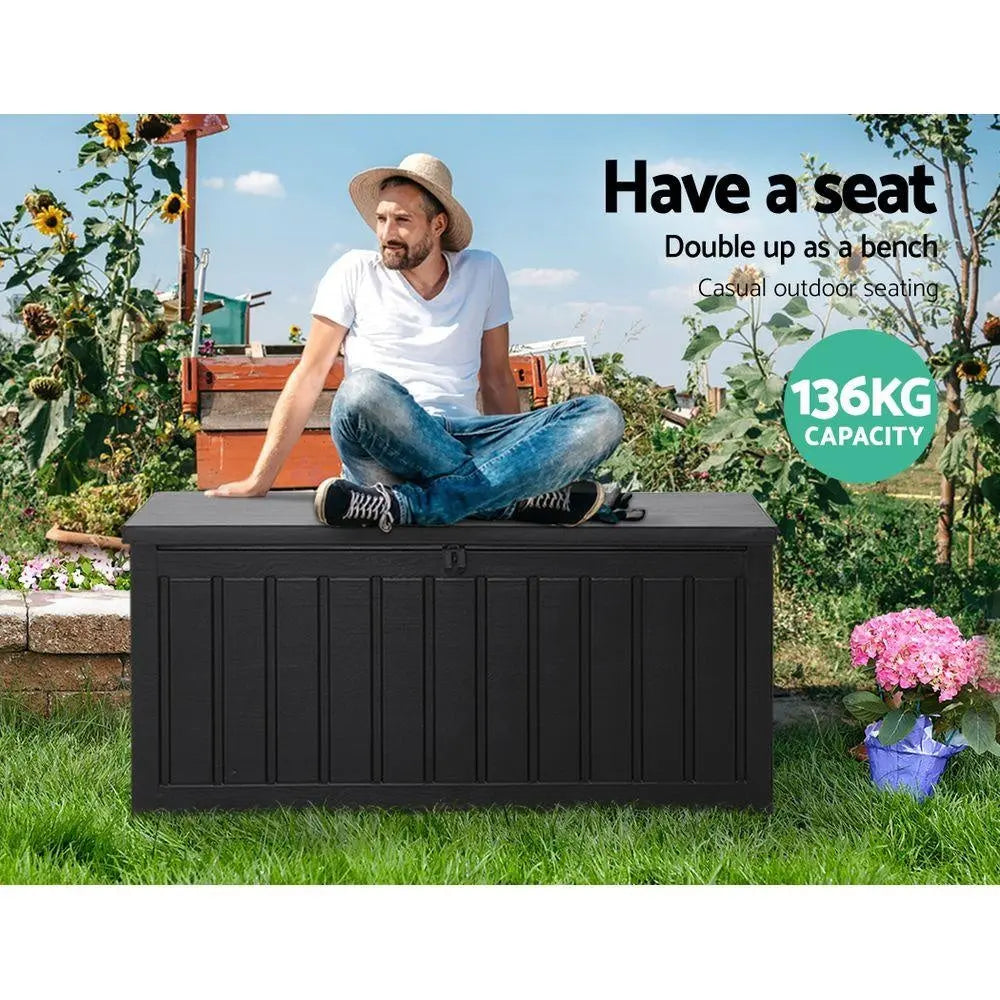 Gardeon 240L Outdoor Storage Box Lockable Bench Seat Garden Deck Toy Tool Sheds Deals499