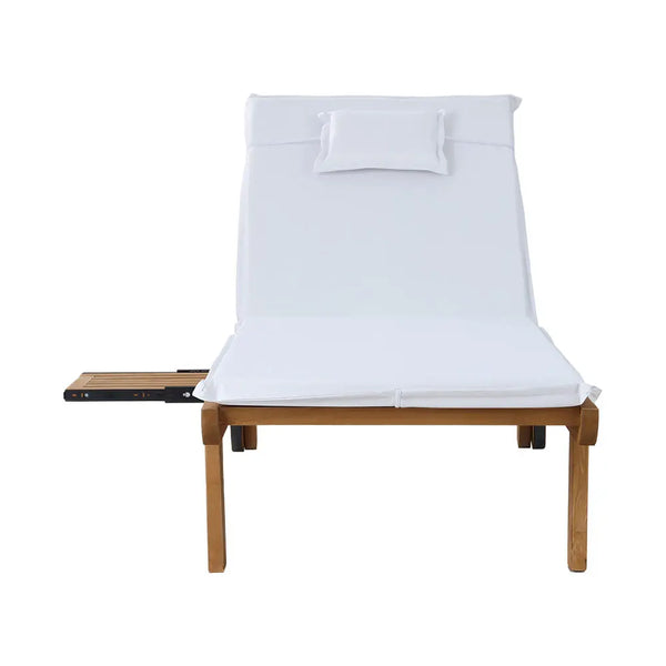 Gardeon 2pc Sun Lounge Wooden Lounger Outdoor Furniture Day Bed Wheel Patio White from Deals499 at Deals499