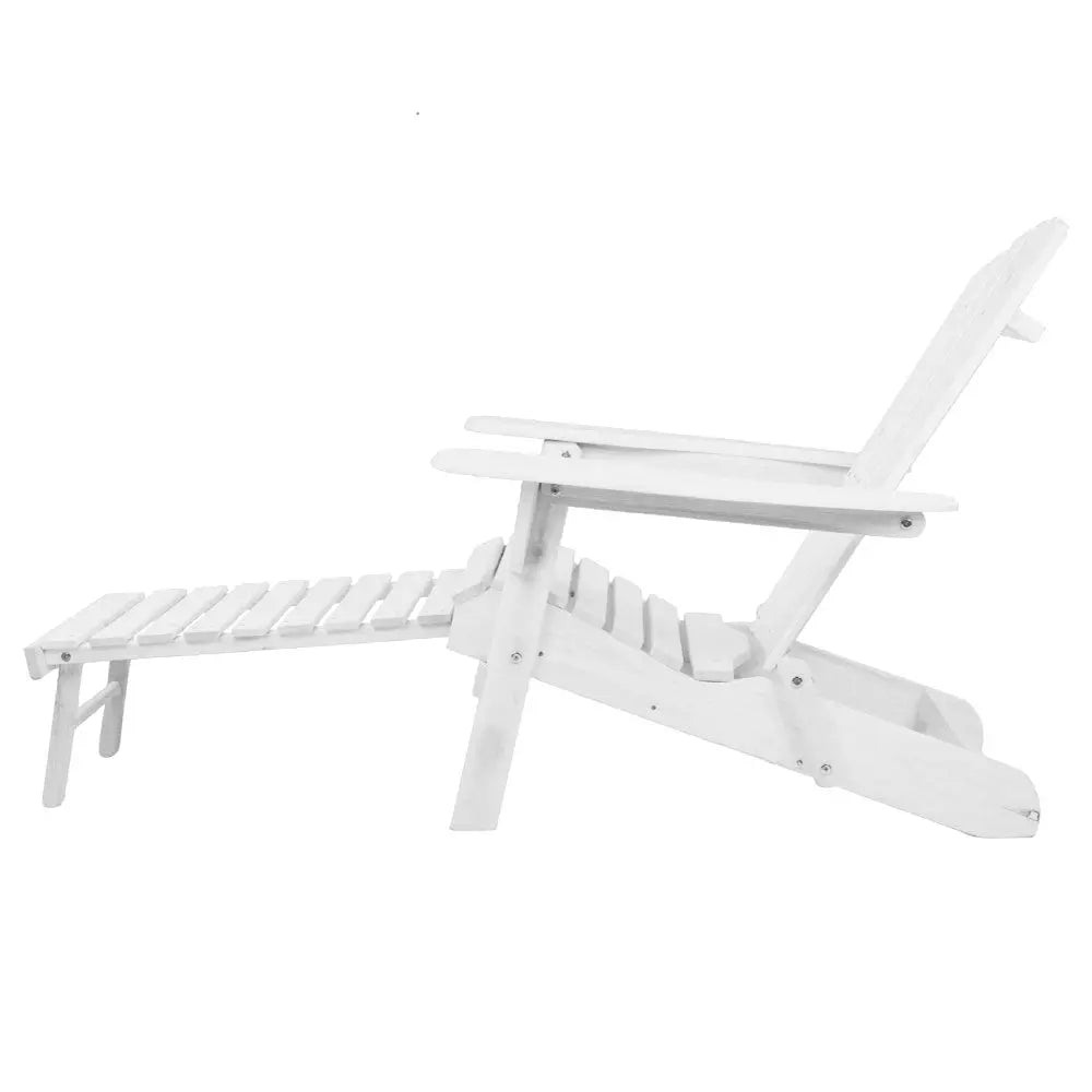 Gardeon 3 Piece Outdoor Adirondack Lounge Beach Chair Set - White Deals499