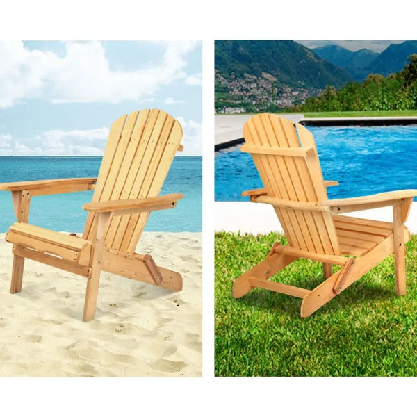 Gardeon 3 Piece Wooden Outdoor Beach Chair and Table Set Deals499