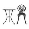 Gardeon 3PC Outdoor Setting Cast Aluminium Bistro Table Chair Patio Black Deals499