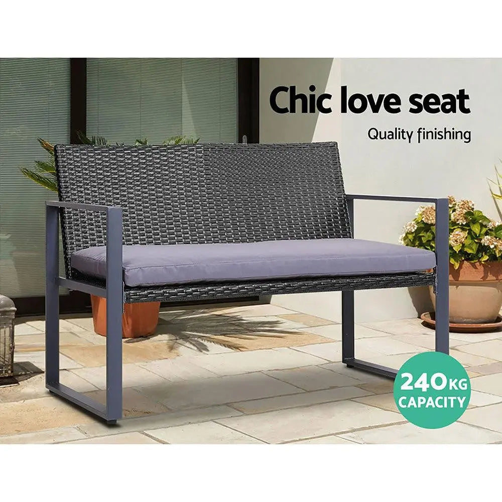 Gardeon 4PC Outdoor Furniture Patio Table Chair Black Deals499