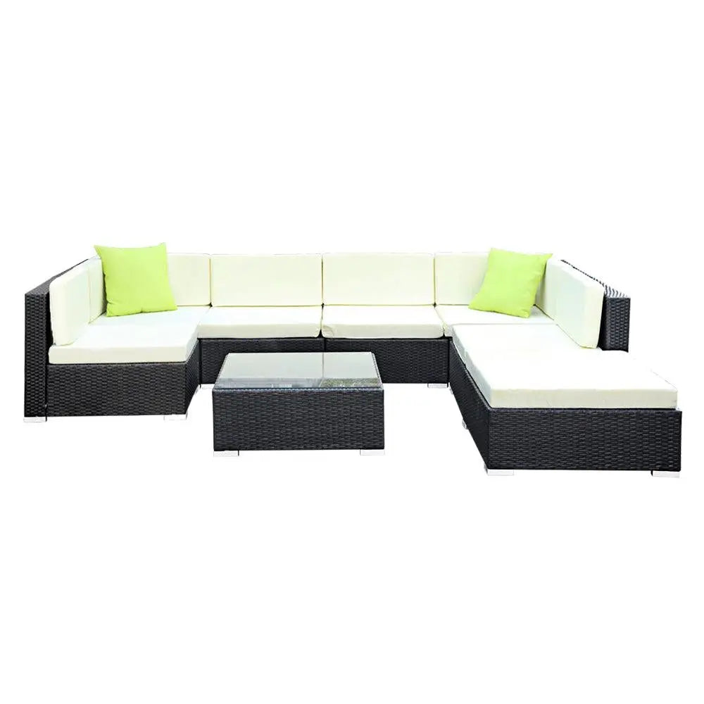 Gardeon 8PC Sofa Set with Storage Cover Outdoor Furniture Wicker Deals499