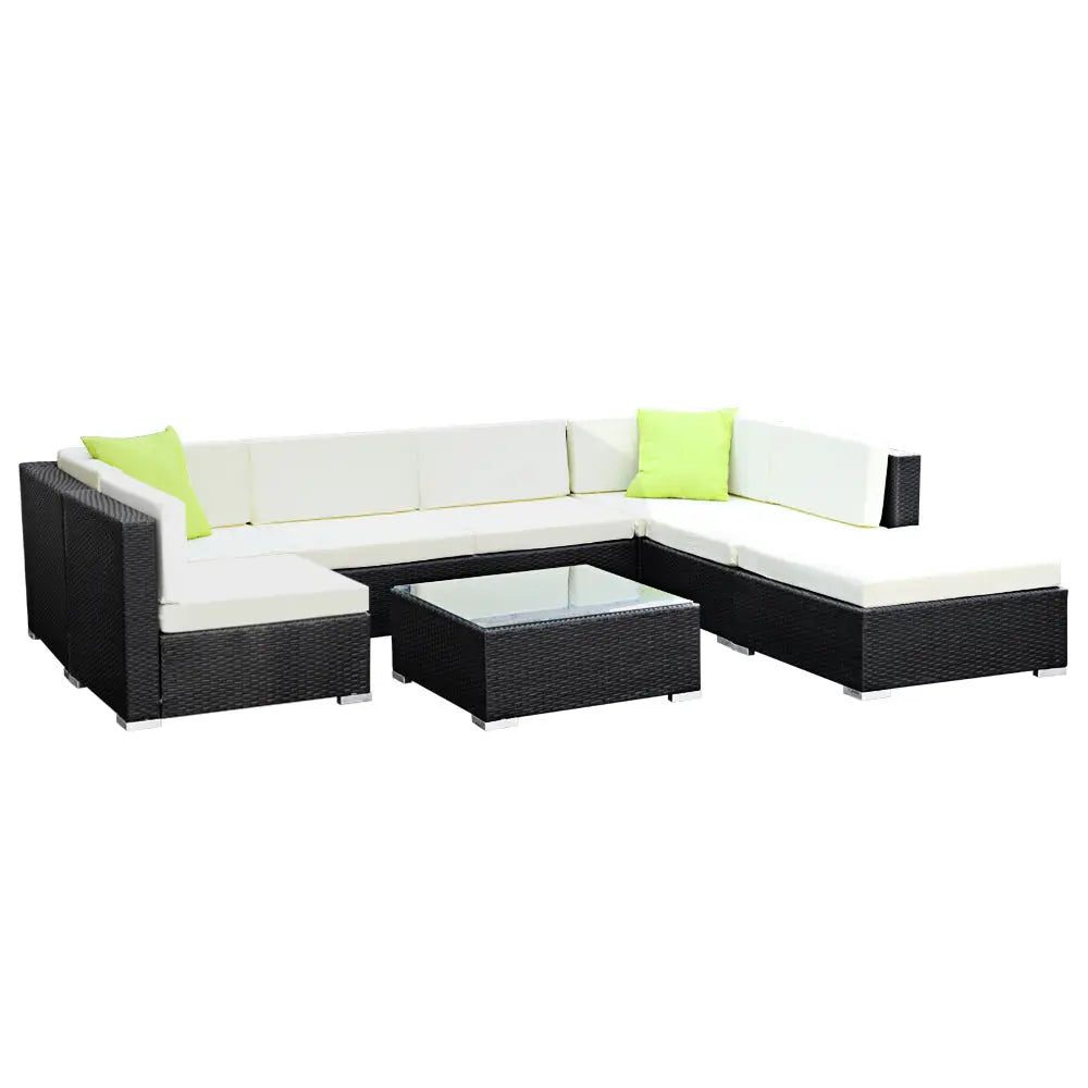 Gardeon 8PC Sofa Set with Storage Cover Outdoor Furniture Wicker Deals499