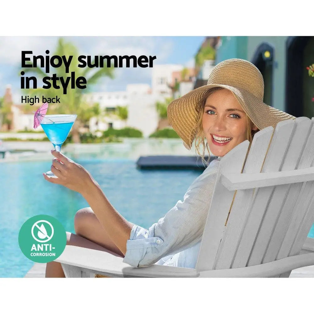 Gardeon Adirondack Beach Chair with Ottoman - White Deals499