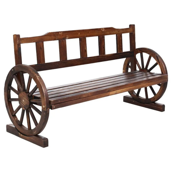 Gardeon Garden Bench Wooden Wagon Chair 3 Seat Outdoor Furniture Backyard Lounge Charcoal Deals499