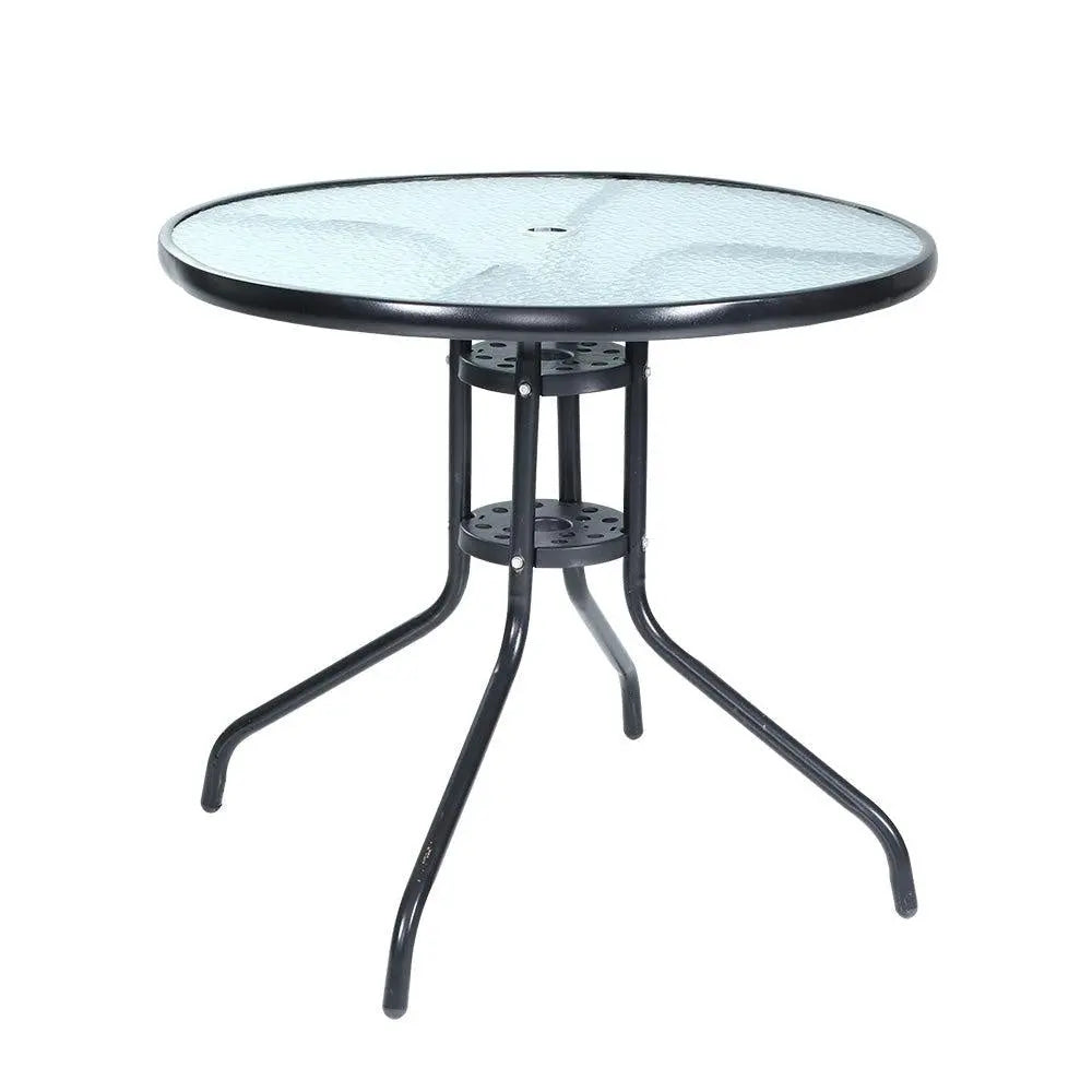 Gardeon Outdoor Dining Table Bar Setting Steel Glass 70CM Deals499
