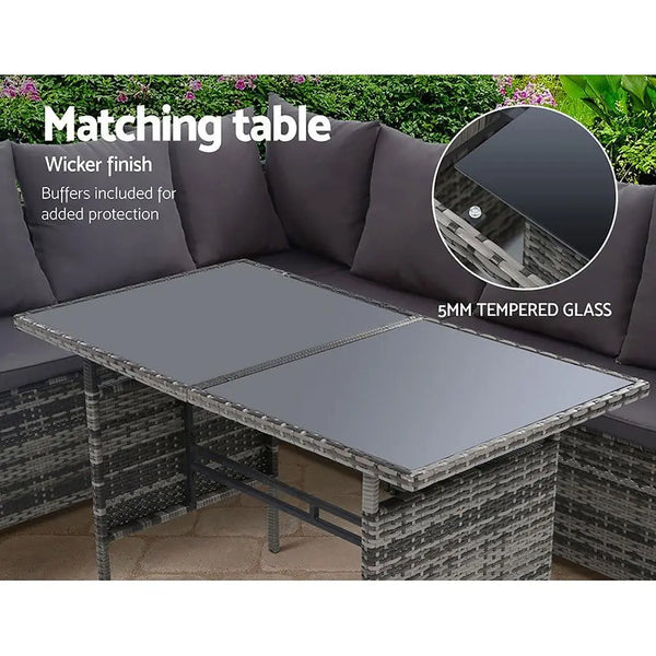 Gardeon Outdoor Furniture Dining Setting Sofa Set Lounge Wicker 8 Seater Mixed Grey Deals499