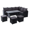 Gardeon Outdoor Furniture Dining Setting Sofa Set Lounge Wicker 9 Seater Black Deals499