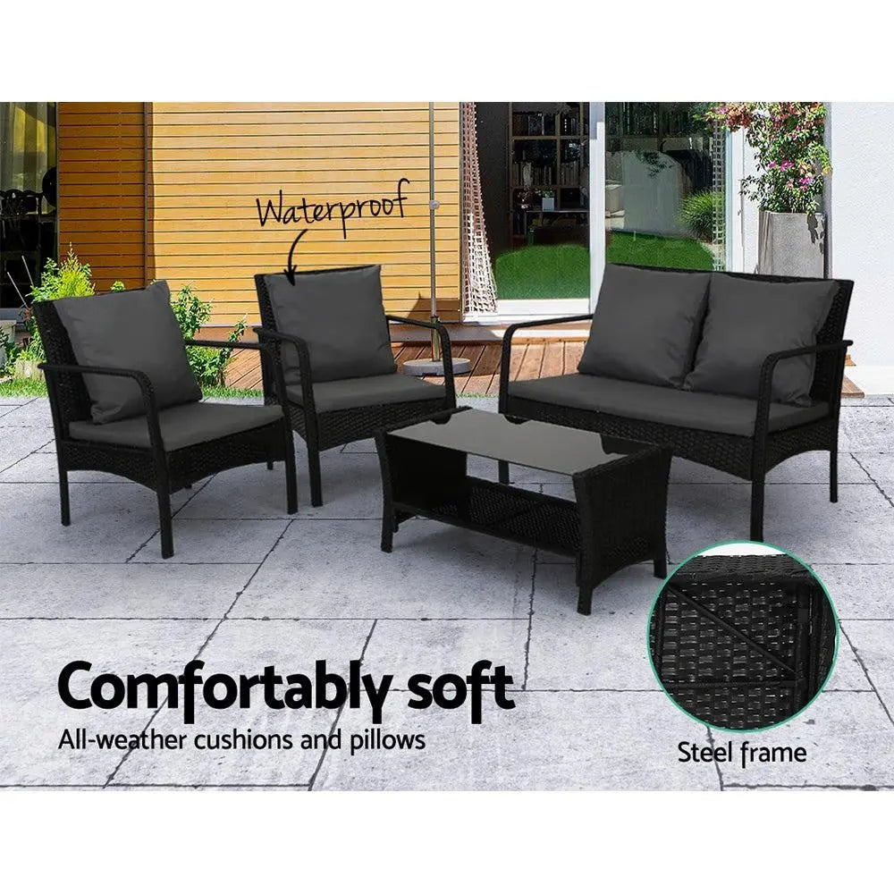 Gardeon Outdoor Furniture Lounge Table Chairs Garden Patio Wicker Sofa Set Deals499