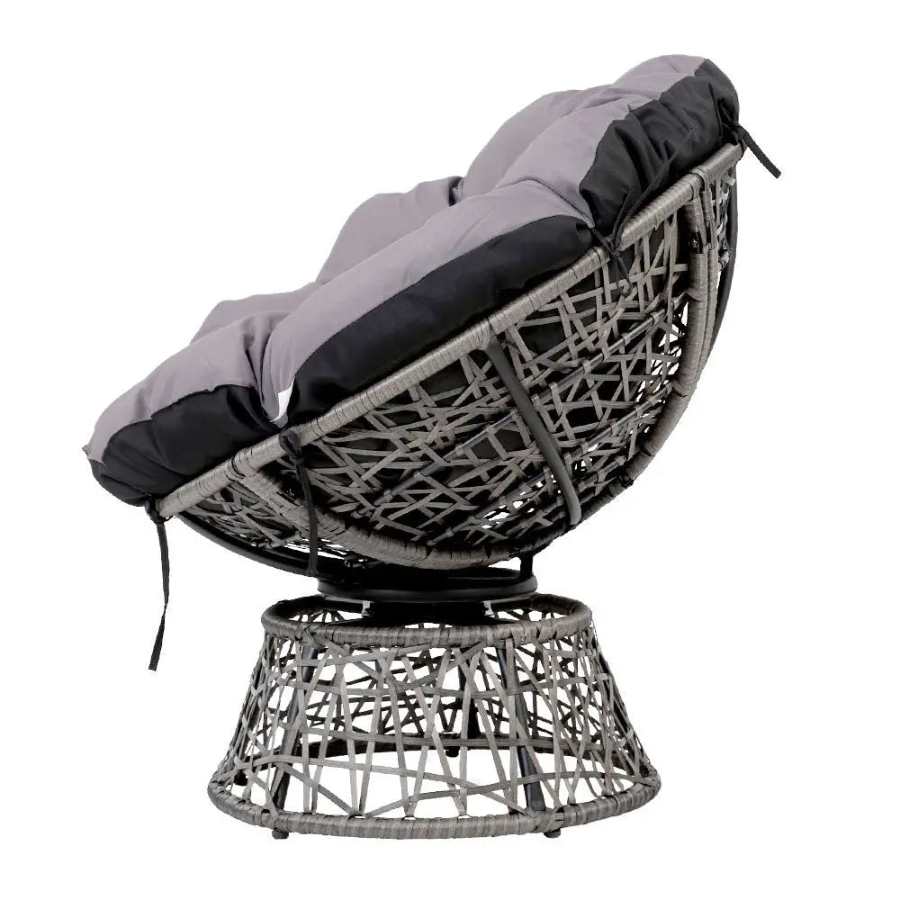 Gardeon Outdoor Lounge Setting Papasan Chairs Table Patio Furniture Wicker Grey from Deals499 at Deals499
