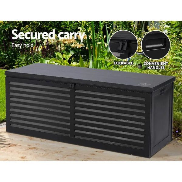 Gardeon Outdoor Storage Box 390L Container Lockable Toy Tools Shed Deck Garden Deals499