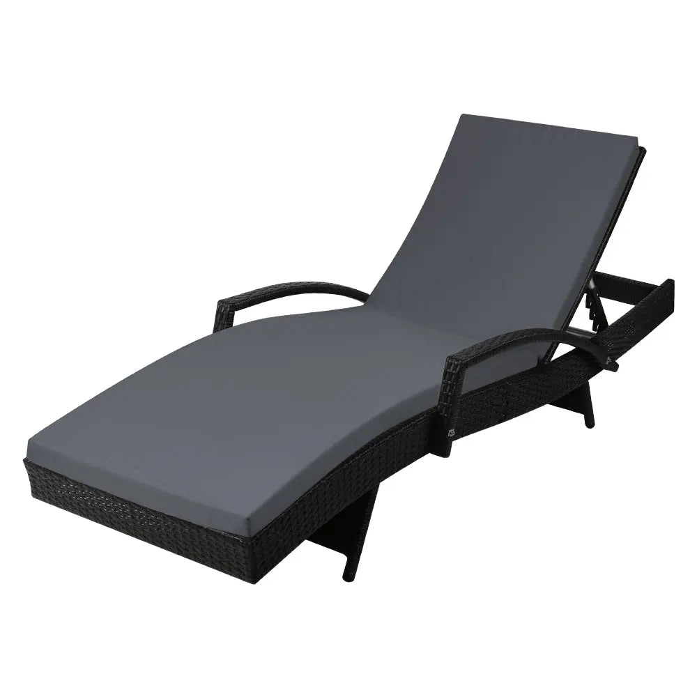 Gardeon Outdoor Sun Lounge - Black Deals499
