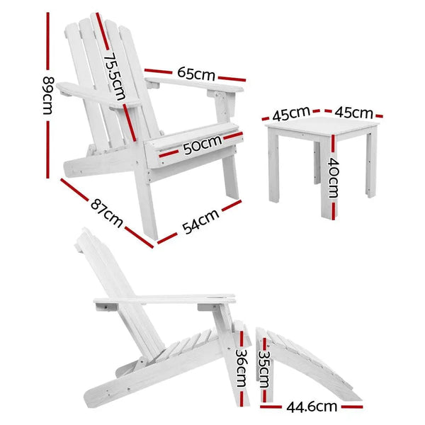 Gardeon Outdoor Sun Lounge Beach Chairs Table Setting Wooden Adirondack Patio Chair Deals499