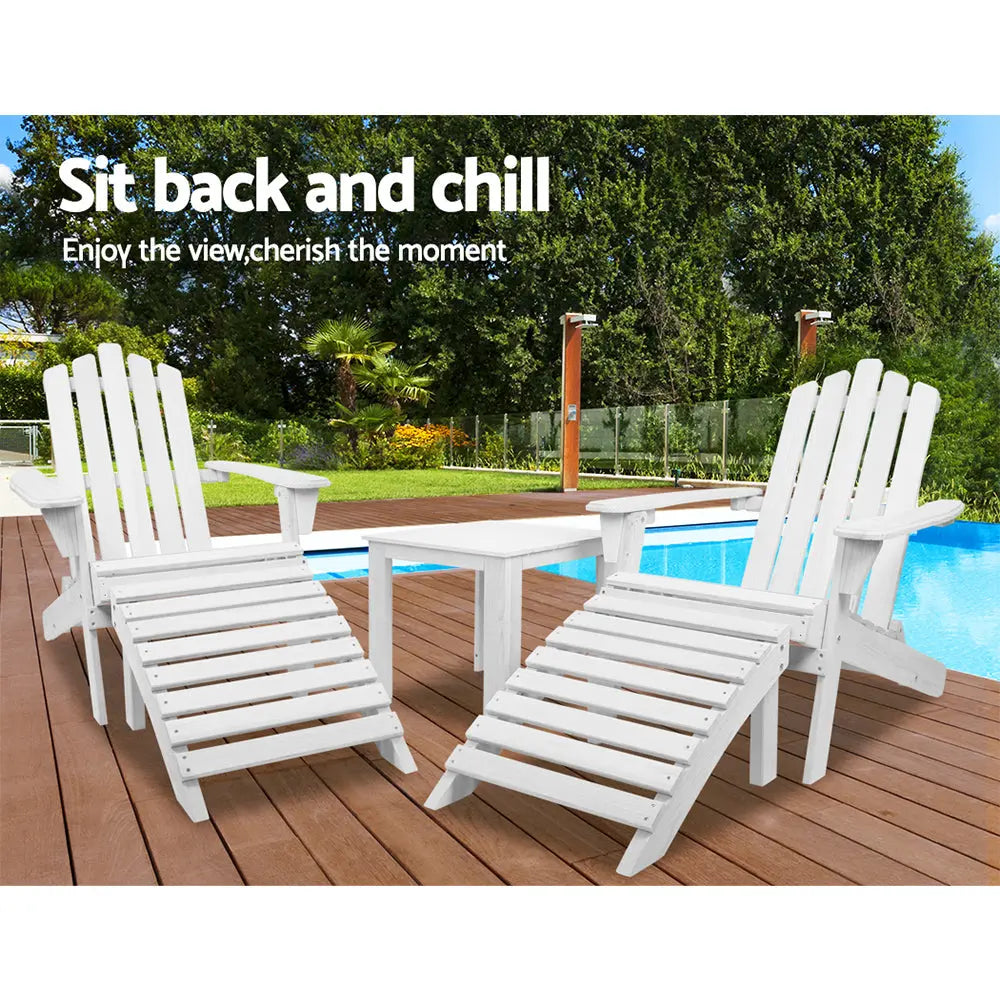 Gardeon Outdoor Sun Lounge Beach Chairs Table Setting Wooden Adirondack Patio Chair Deals499