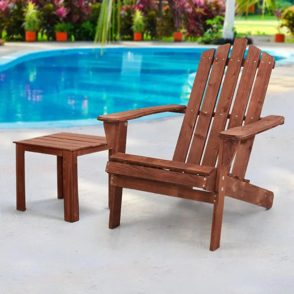 Gardeon Outdoor Sun Lounge Beach Chairs Table Setting Wooden Adirondack Patio Lounges Chair Deals499