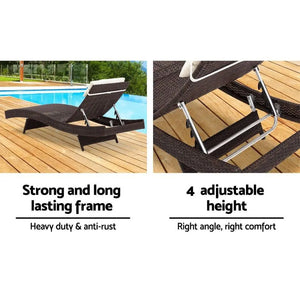 Gardeon Outdoor Sun Lounge Setting Wicker Lounger Day Bed Rattan Patio Furniture Brown Deals499