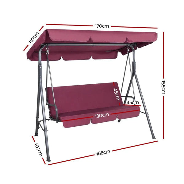 Gardeon Outdoor Swing Chair Hammock 3 Seater Garden Canopy Bench Seat Backyard Deals499