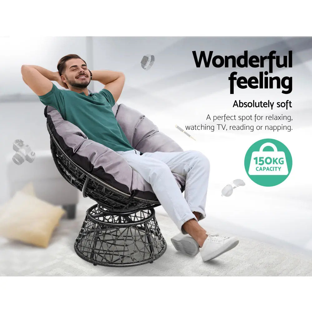 Gardeon Papasan Chair - Black Deals499