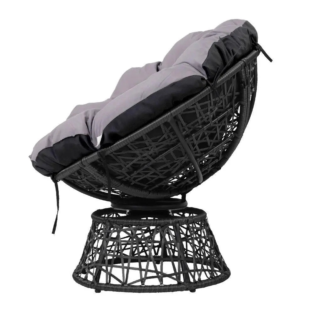 Gardeon Papasan Chair and Side Table - Black Deals499