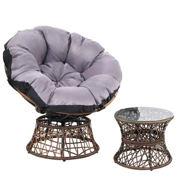 Gardeon Papasan Chair and Side Table - Brown Deals499