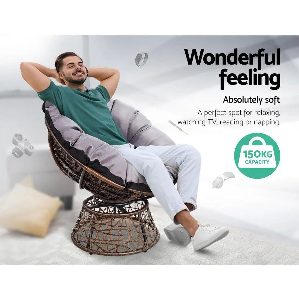 Gardeon Papasan Chair and Side Table - Brown Deals499