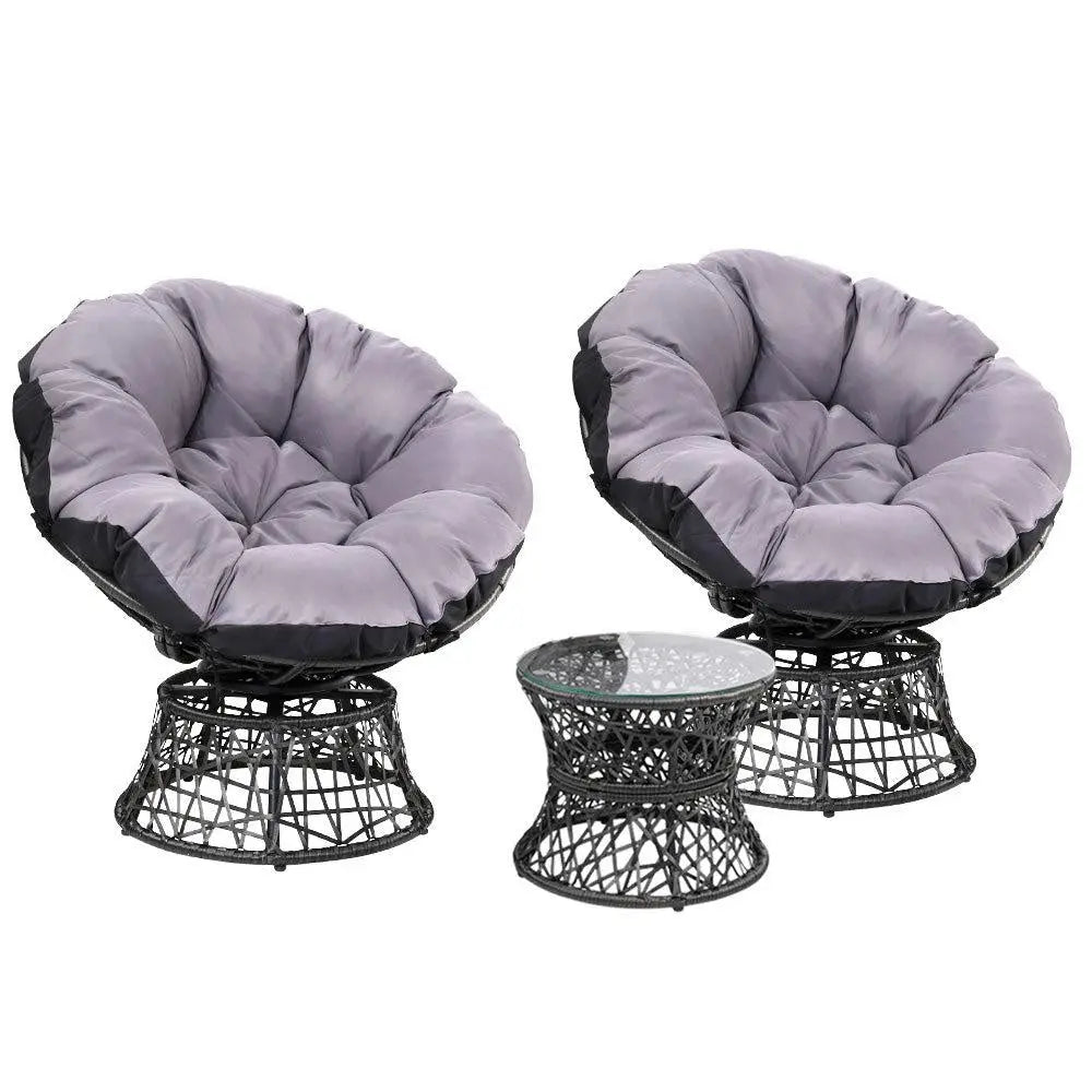 Gardeon Papasan Chair and Side Table Set- Black Deals499