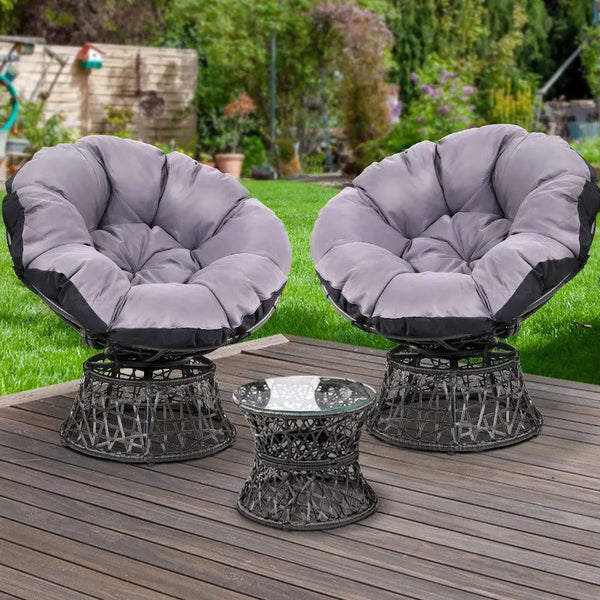 Gardeon Papasan Chair and Side Table Set- Black Deals499