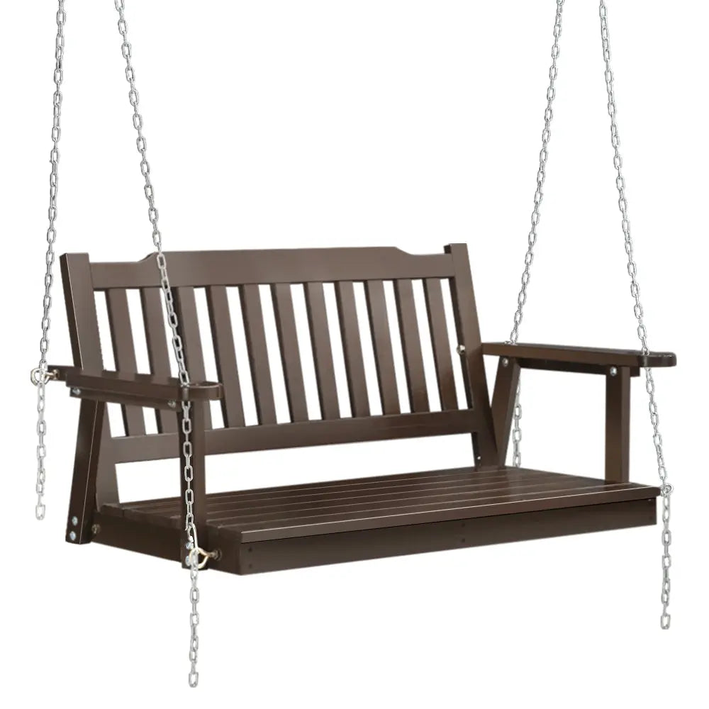 Gardeon Porch Swing Chair with Chain Garden Bench Outdoor Furniture Wooden Brown from Deals499 at Deals499