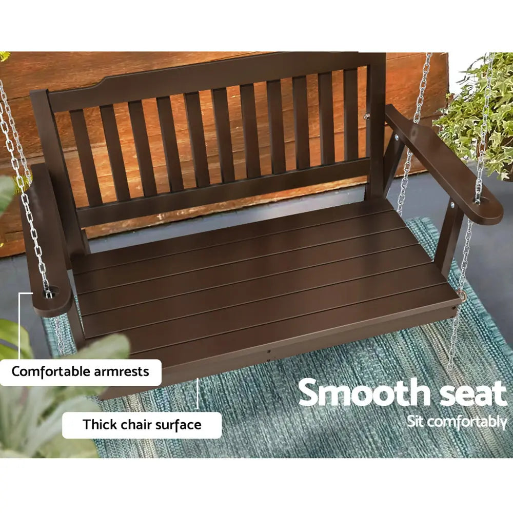 Gardeon Porch Swing Chair with Chain Garden Bench Outdoor Furniture Wooden Brown from Deals499 at Deals499