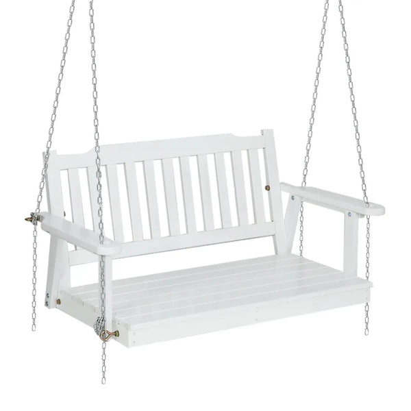 Gardeon Porch Swing Chair with Chain Garden Bench Outdoor Furniture Wooden White from Deals499 at Deals499