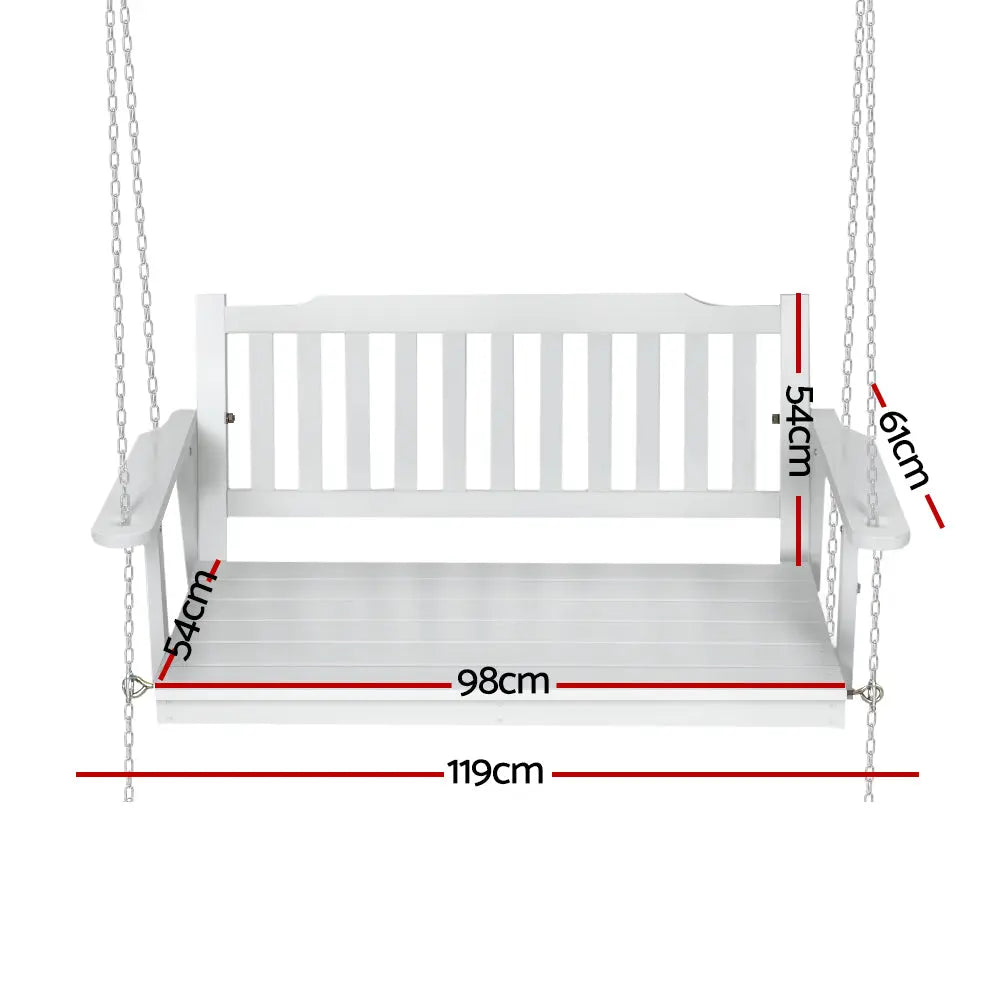 Gardeon Porch Swing Chair with Chain Garden Bench Outdoor Furniture Wooden White from Deals499 at Deals499